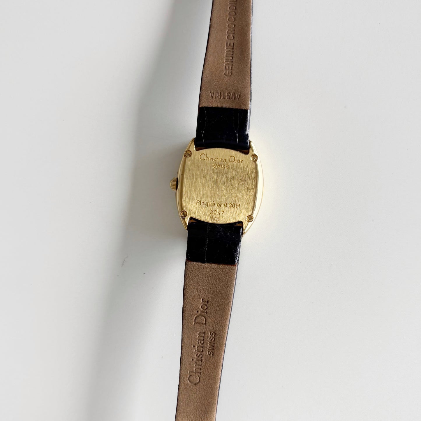 Dior 1990s Baignoire Gold Plated Leather Watch