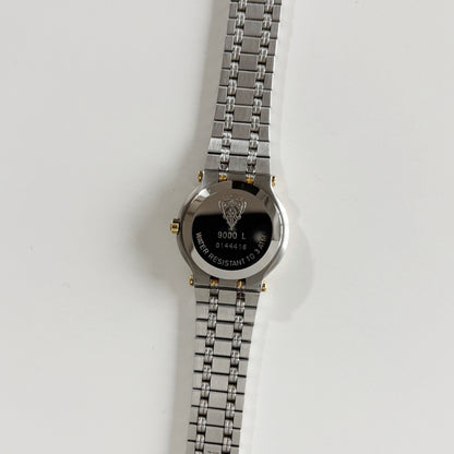 Gucci 1990s Black Dial Gold Plated Two Tone Watch
