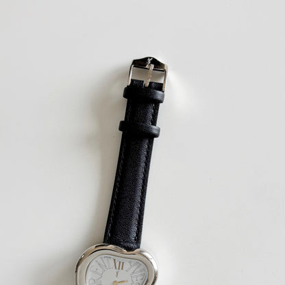 Yves Saint Laurent 1990s Heart Shaped Dial Silver Watch
