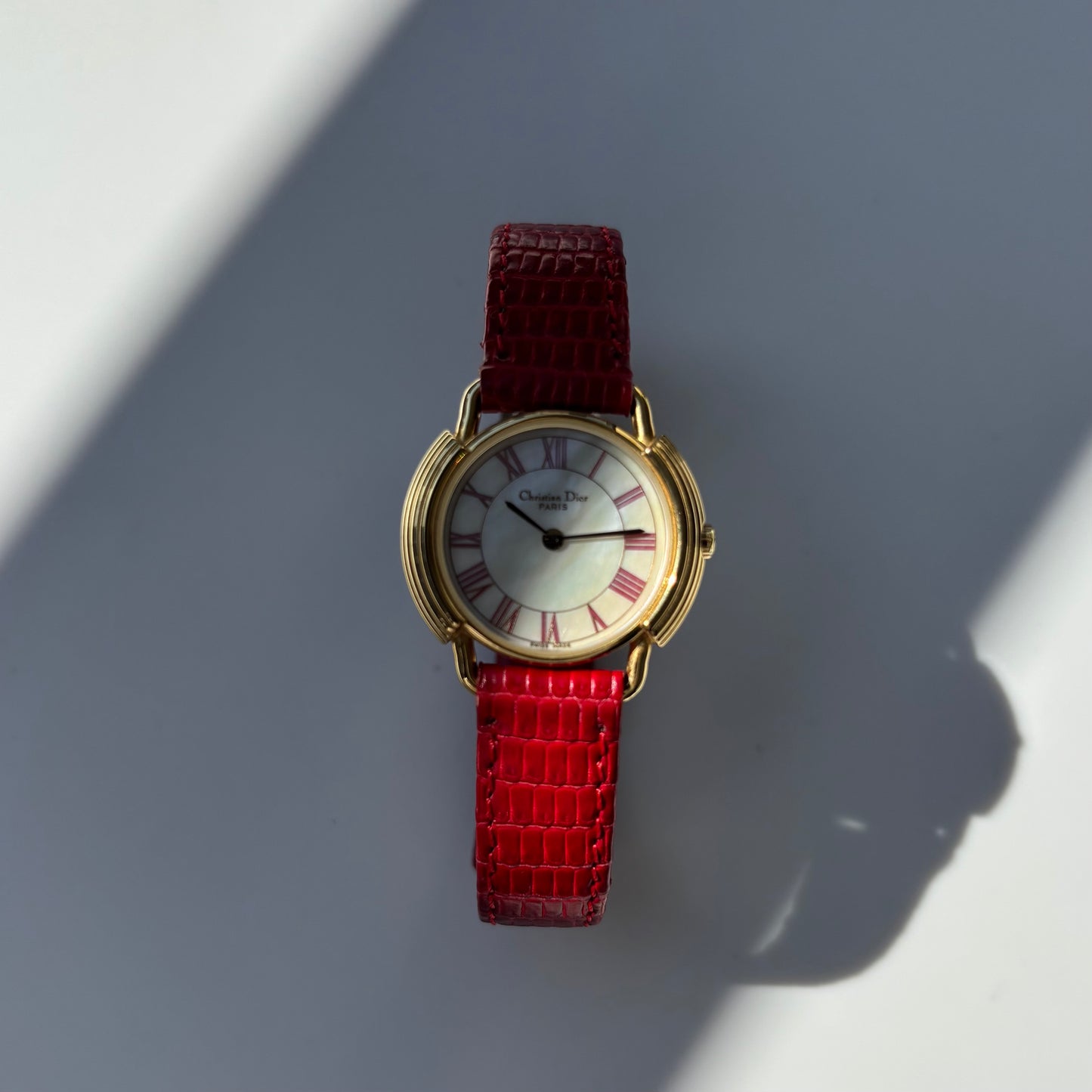 Dior 1990s Seashell Dial Gold Plated Watch