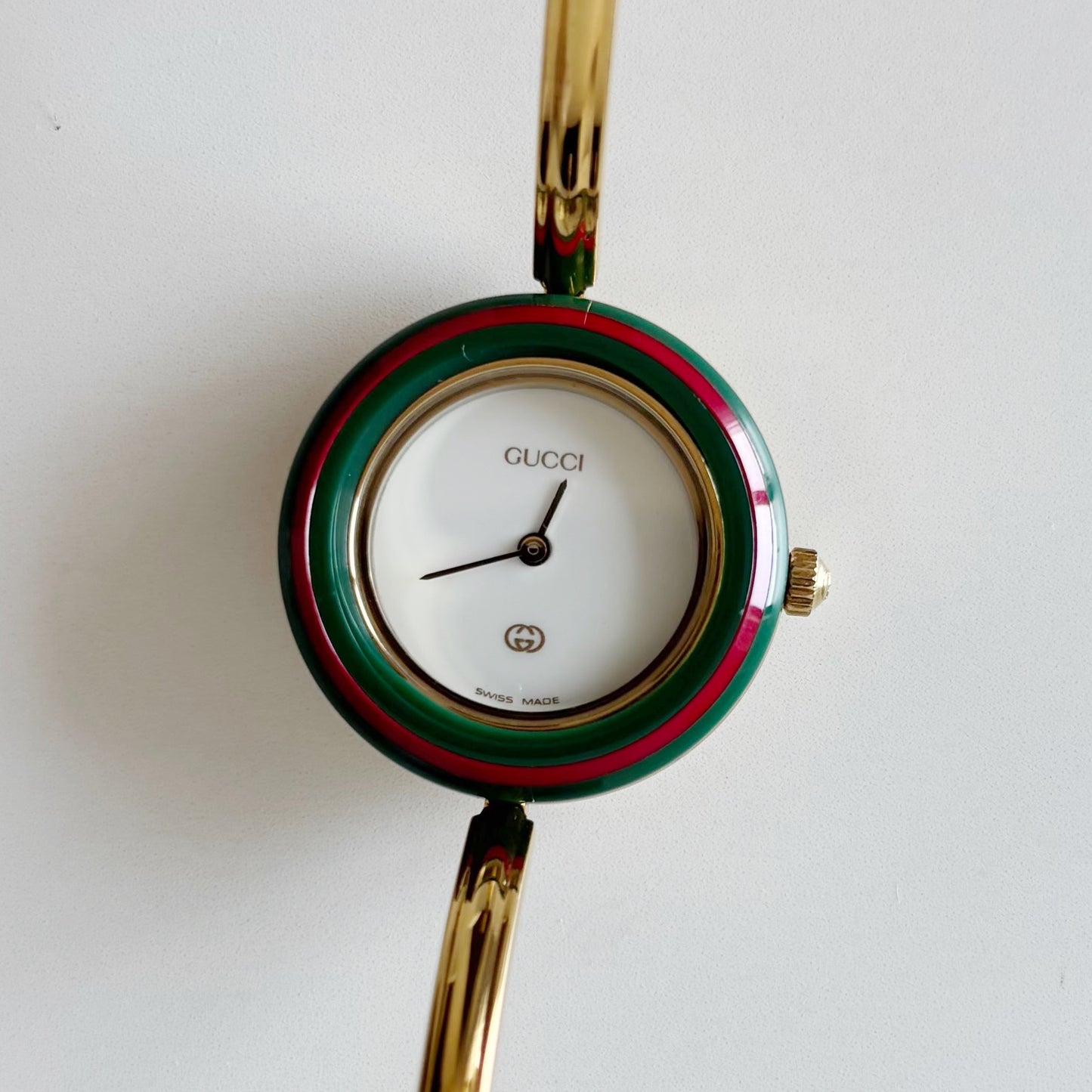 Gucci 1990s Interchangeable Bezel Gold Plated Watch with 12 bezels, case (Small)