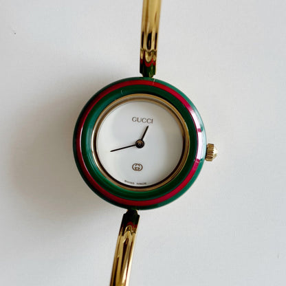 Gucci 1990s Interchangeable Bezel Gold Plated Watch with 12 bezels, case (Small)