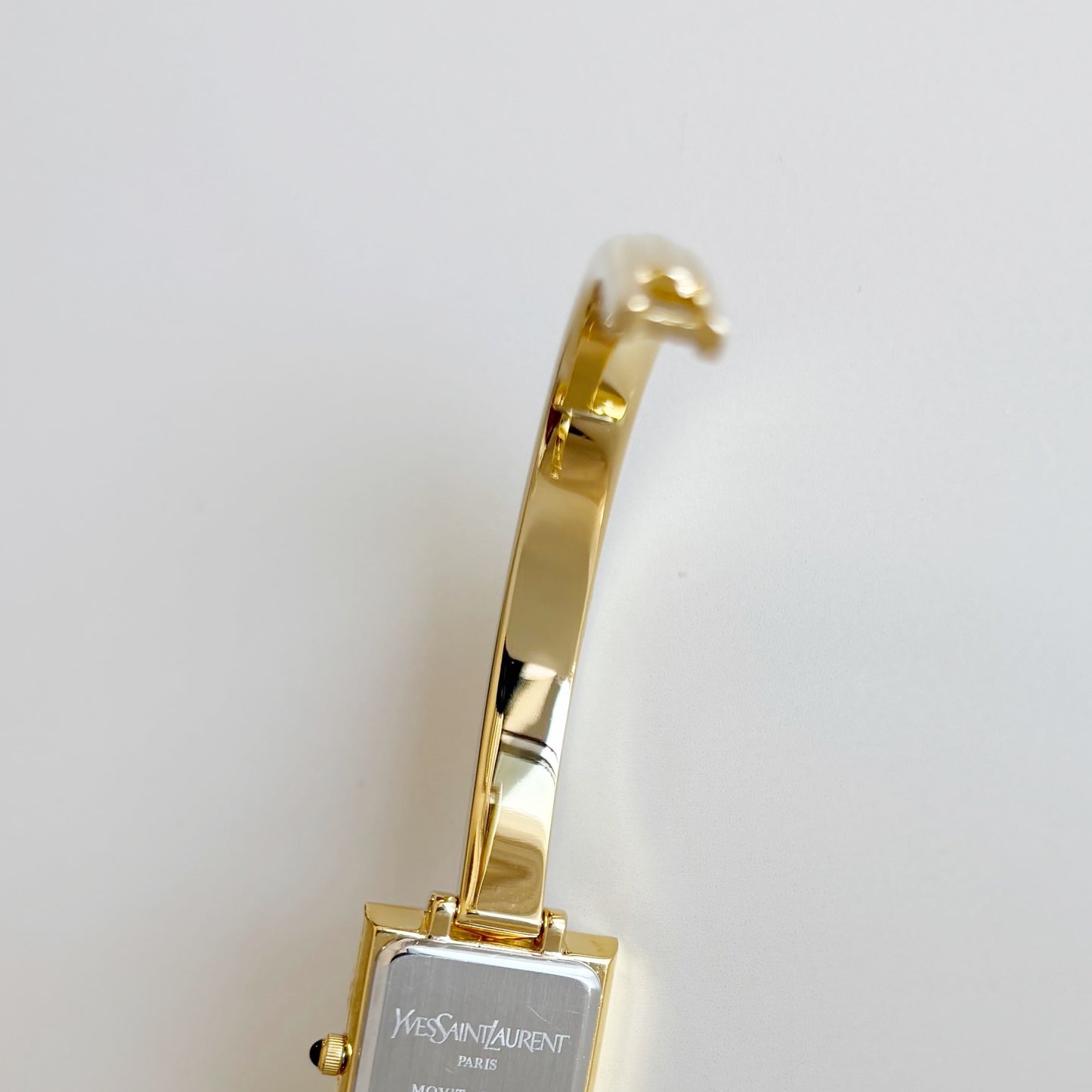 Yves Saint Laurent 1990s Green Dial Gold Plated Bangle Watch