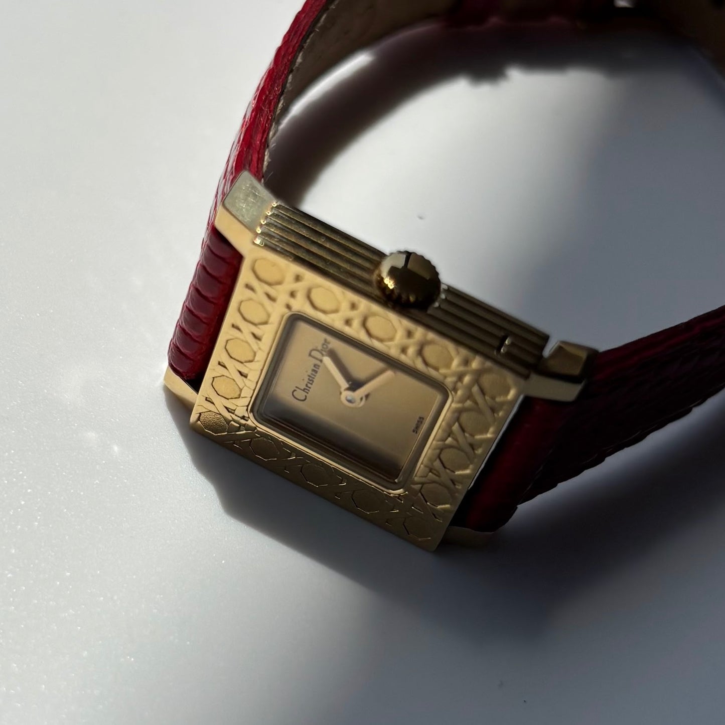 Dior 1990s Interchangeable Strap Gold Plated Watch with 4 straps, case