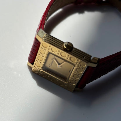 Dior 1990s Interchangeable Strap Gold Plated Watch with 4 straps, case