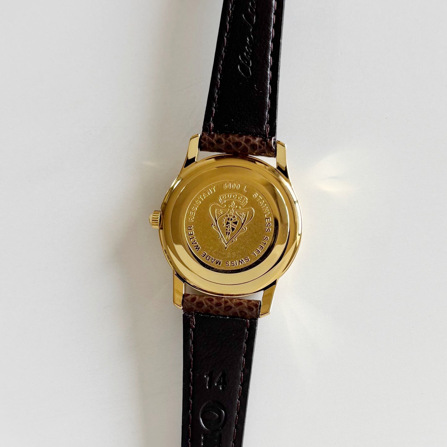 Gucci 1990s Date Round Dial Gold Plated Watch