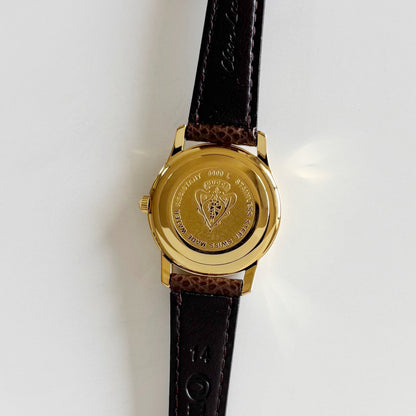 Gucci 1990s Date Round Dial Gold Plated Watch