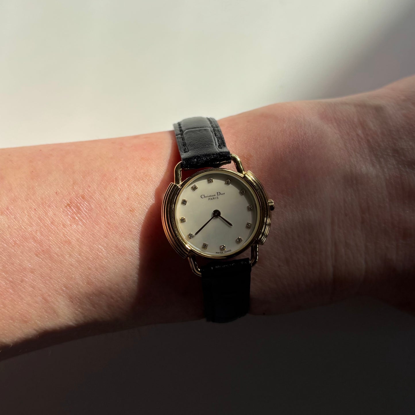 Dior 1990s Seashell Round Dial Gold Plated Watch