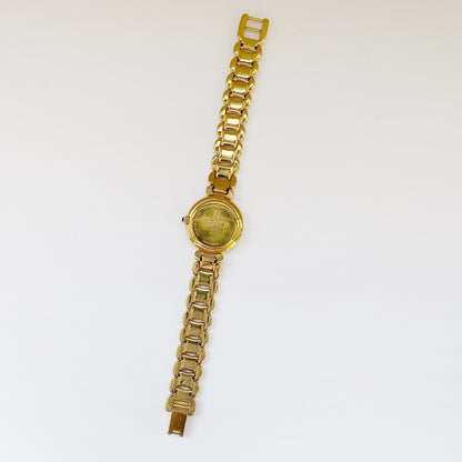 Fendi 1990s Seashell Dial Gold Plated Round Watch