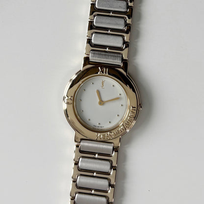 Yves Saint Laurent 1990s Round Dial Two Tone Watch (Large)