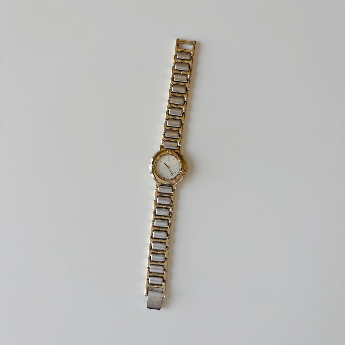 Yves Saint Laurent 1990s Round Dial Two Tone Watch