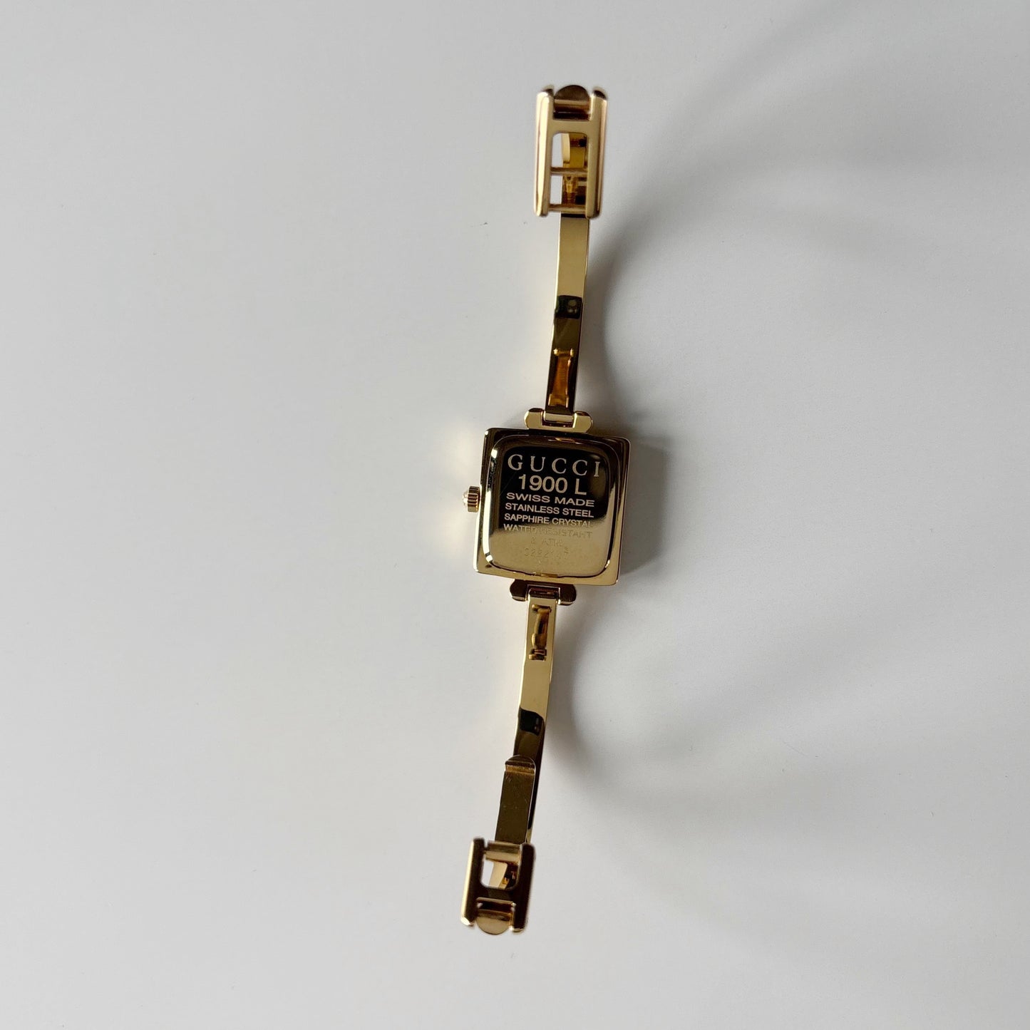 Gucci 1990s Square Dial Gold Plated Bangle Watch (Small)