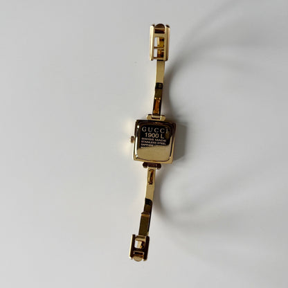 Gucci 1990s Square Dial Gold Plated Bangle Watch (Small)
