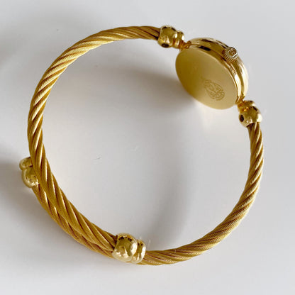 Gucci 1990s Seashell Dial Gold Plated Bangle Watch