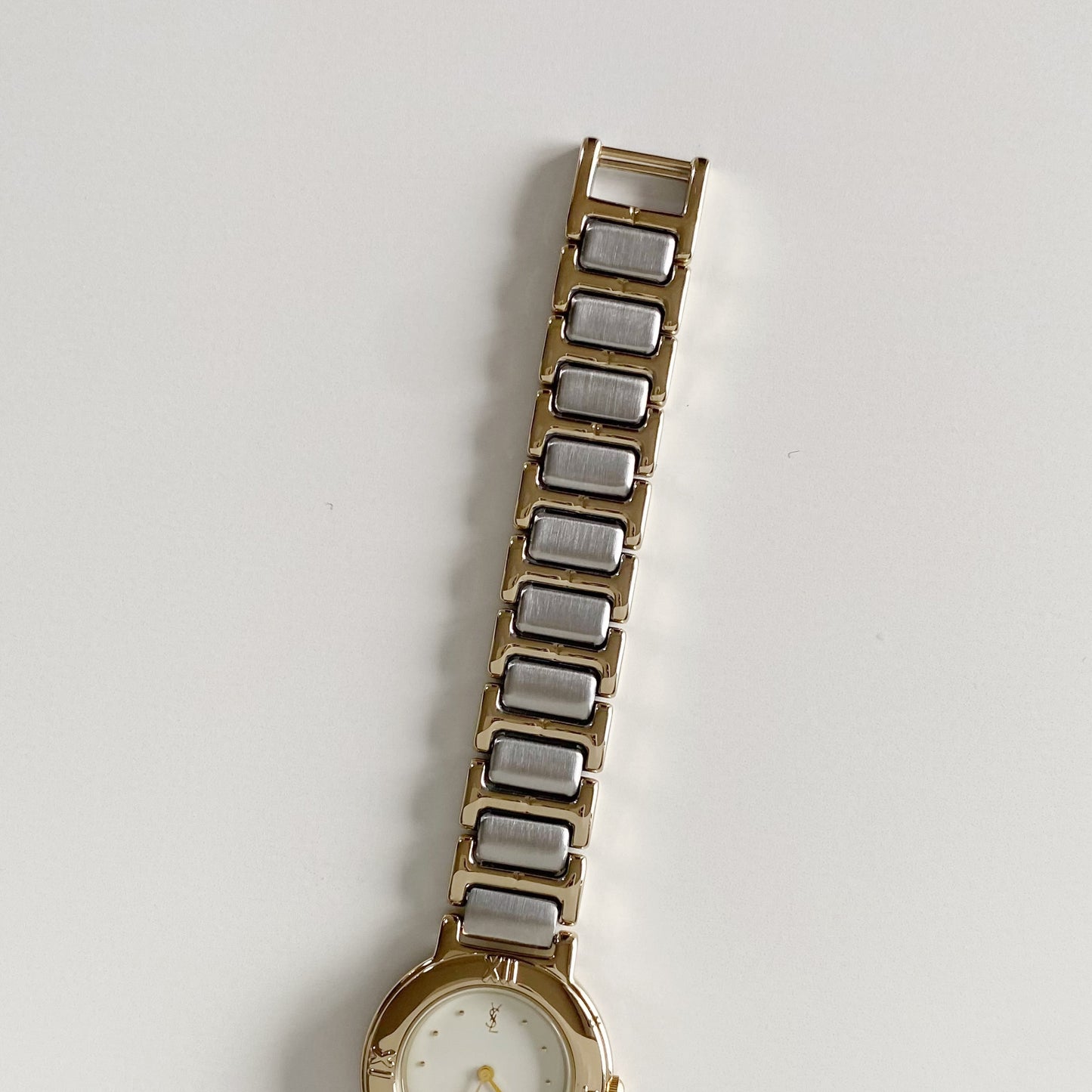 Yves Saint Laurent 1990s Round Dial Two Tone Watch
