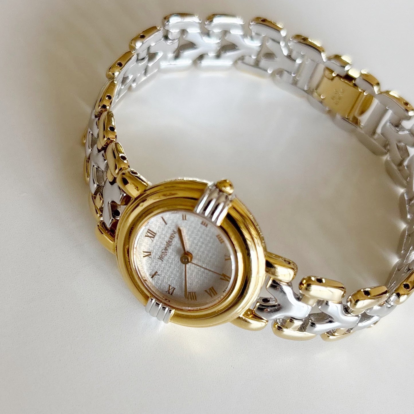 Yves Saint Laurent 1990s Round Dial Two Tone Watch