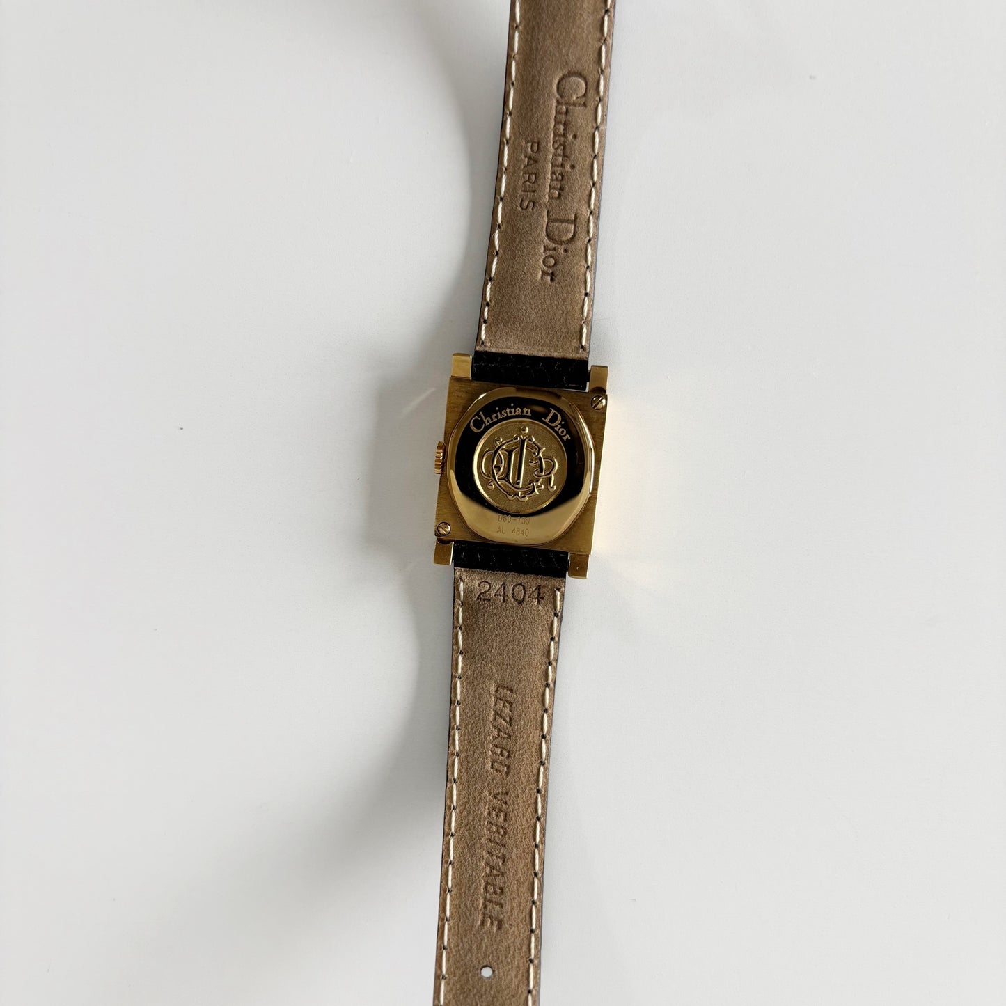Dior 1990s La Parisienne Interchangeable Strap Gold Plated Watch with 3 straps, case