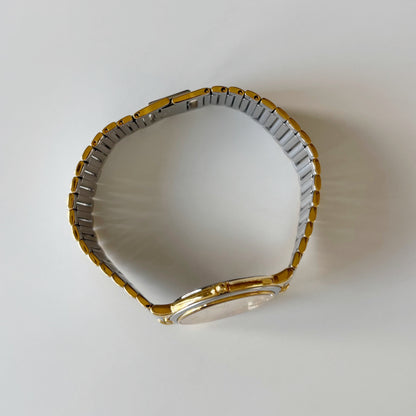 Yves Saint Laurent 1990s Round Dial Gold Plated Two Tone watch (Large)