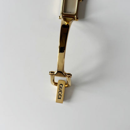 Gucci 1990s Seashell Dial Gold Plated Bangle Watch