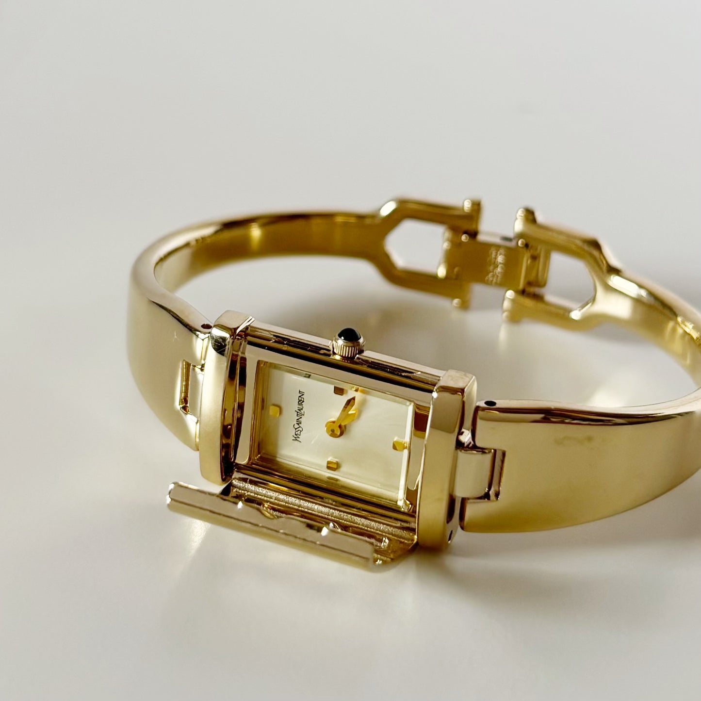 Yves Saint Laurent 1990s Peek-A-Boo Gold Plated Bangle Watch