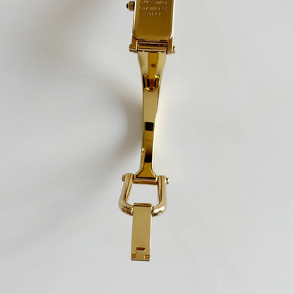 Gucci 1990s Seashell Dial Rectangular Gold Plated Bangle Watch
