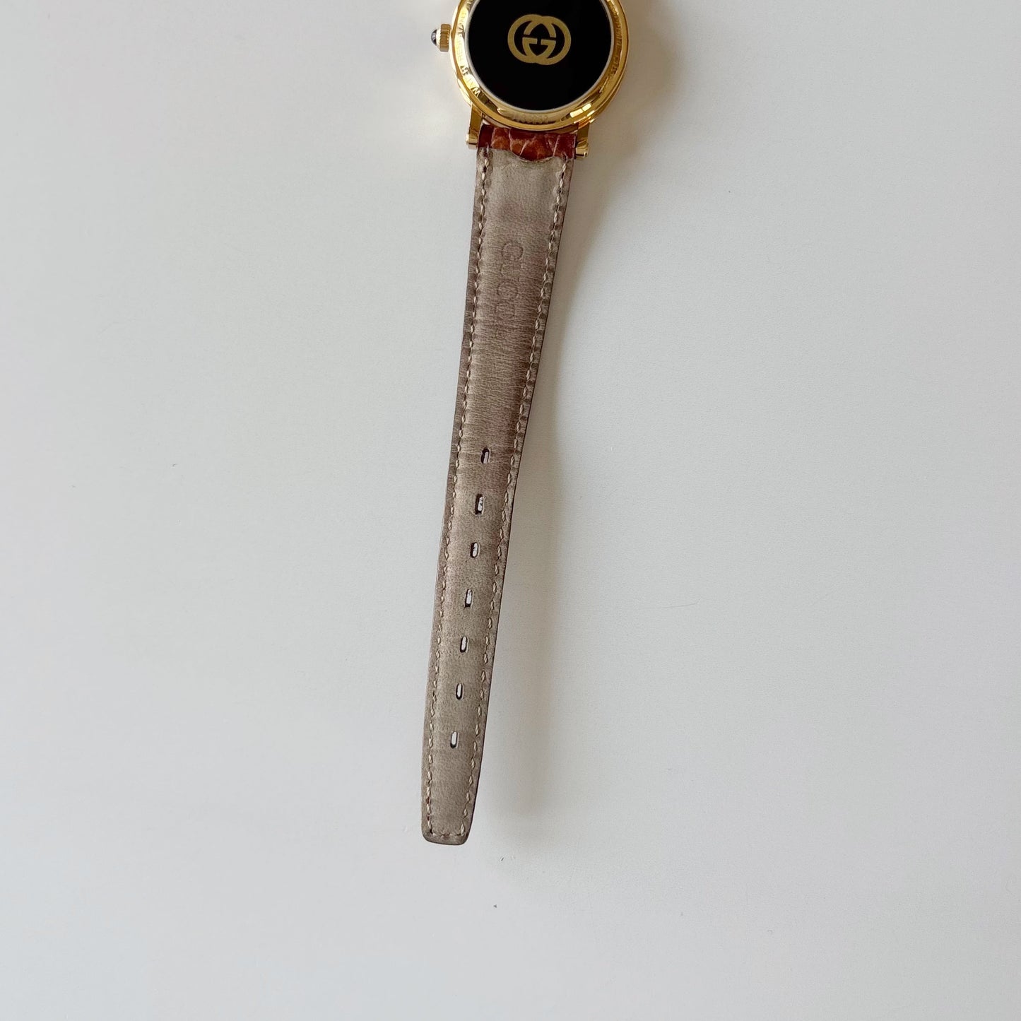 Gucci 1990s Date Round Dial Gold Plated Watch