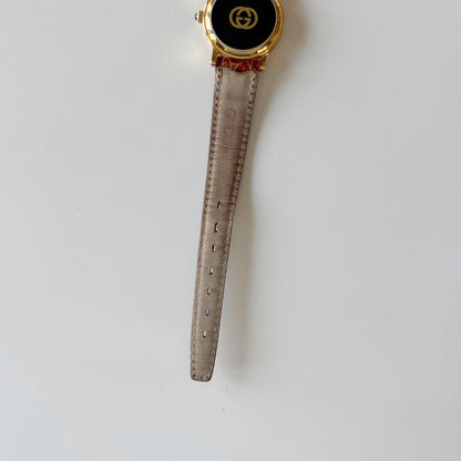 Gucci 1990s Date Round Dial Gold Plated Watch