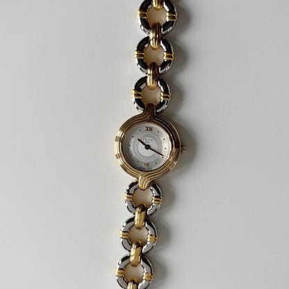 Dior 1990s Interchangeable Strap Round Dial Gold Plated Two Tone Watch with 3 straps, case