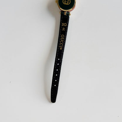 Gucci 1990s Green Sherry Round Dial Gold Plated Watch