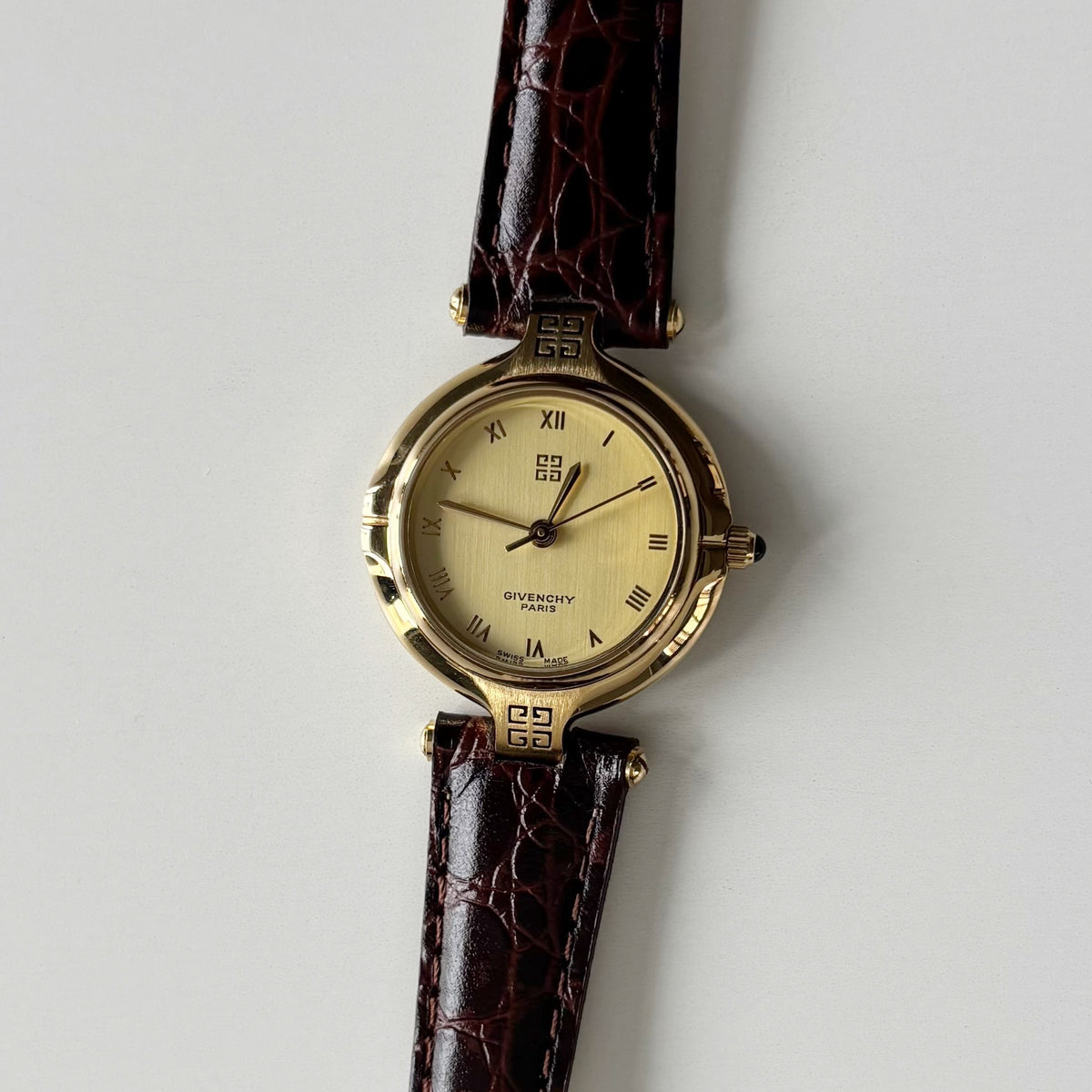 Givenchy 1990s Round Dial Gold Plated Watch