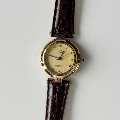 Givenchy 1990s Round Dial Gold Plated Watch