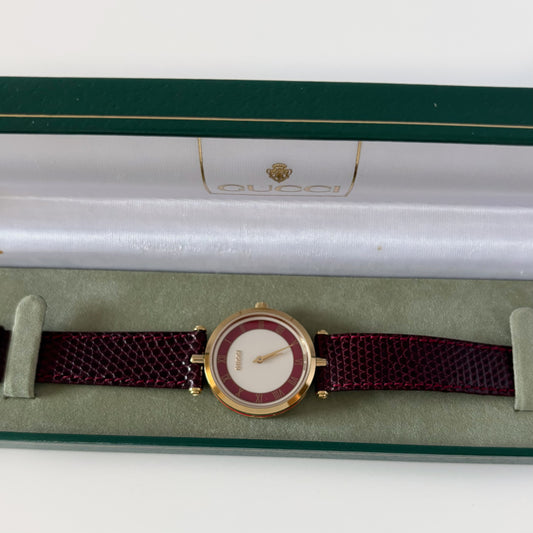Gucci 1990s Round Dial Red Gold Plated Watch (Large)