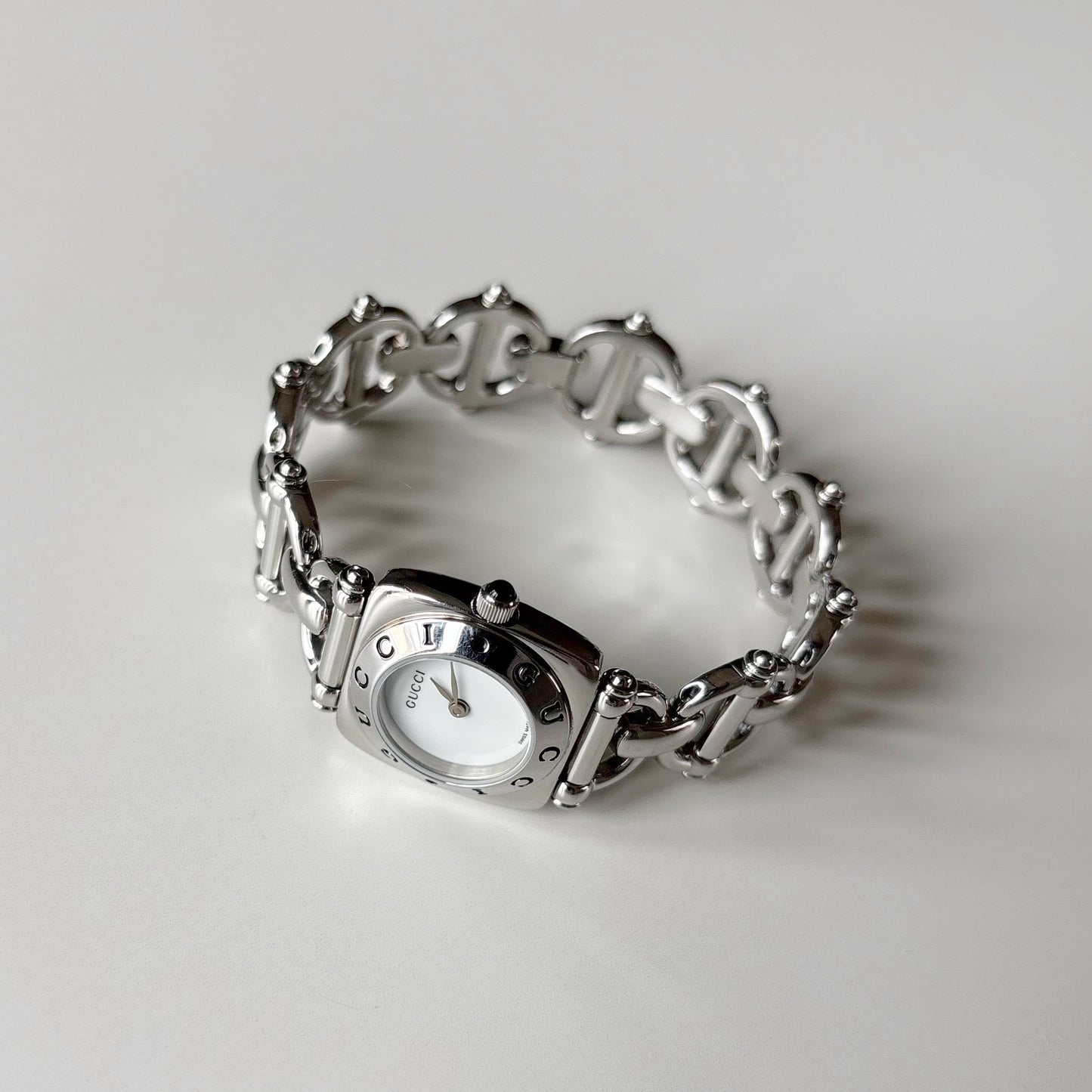 Gucci 1990s White Dial Stainless steel Horsebit Watch