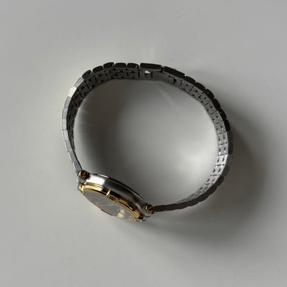 Gucci 1990s Date Black Round Dial Two-Tone Gold-Plated Watch
