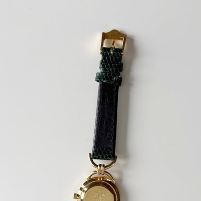 Gucci 1990s Seashell Dial Gold Plated Horsebit Watch