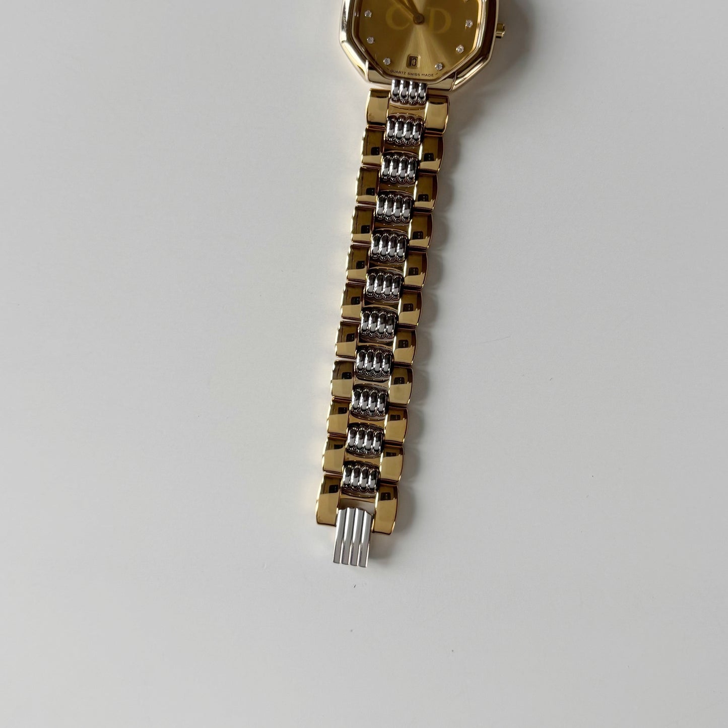Dior 1990s Octagon Dial Two Tone Gold Plated Watch