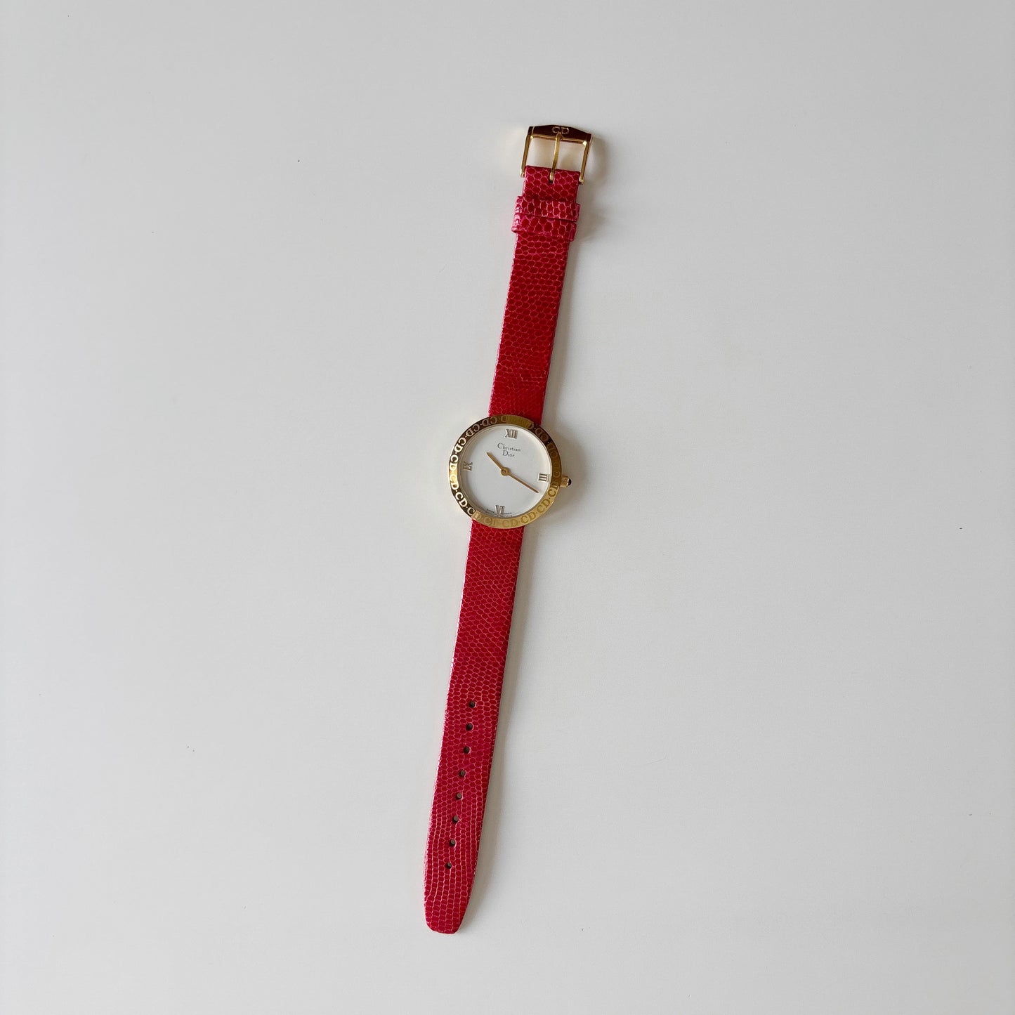 Dior 1990s Round Dial Gold Plated Watch