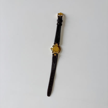 Gucci 1990s Gold Round Dial Two Tone Gold Plated Watch