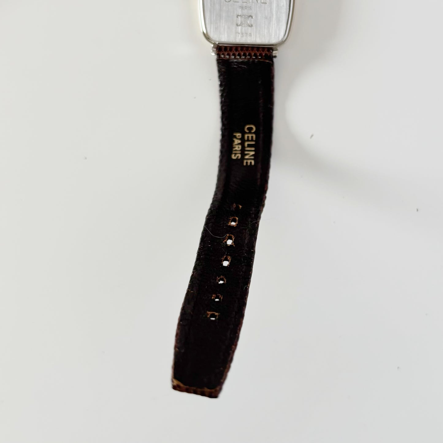 Celine 1980s Rectangular Dial Two Tone Watch (Large)