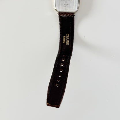 Celine 1980s Rectangular Dial Two Tone Watch (Large)