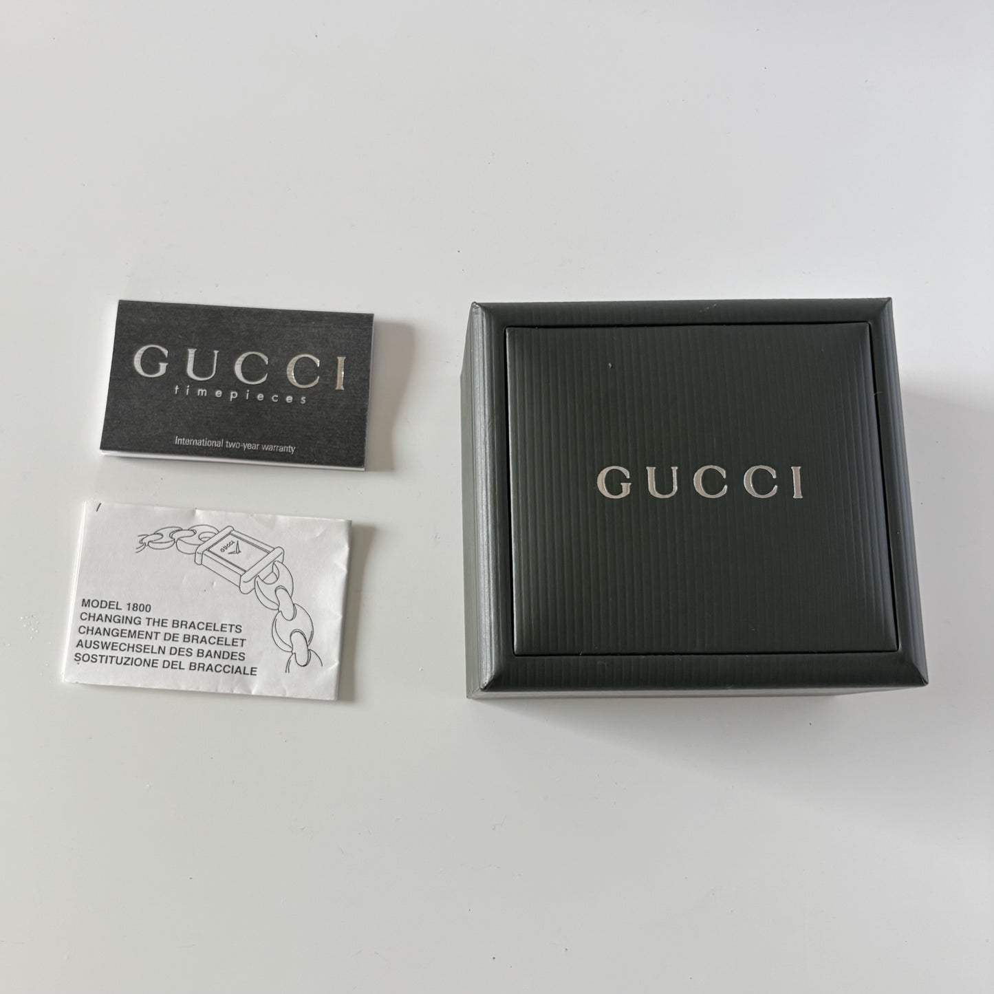 Gucci 1990s Interchangeable Strap Gold Plated Watch with 3 straps, case