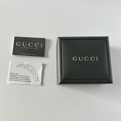 Gucci 1990s Interchangeable Strap Gold Plated Watch with 3 straps, case