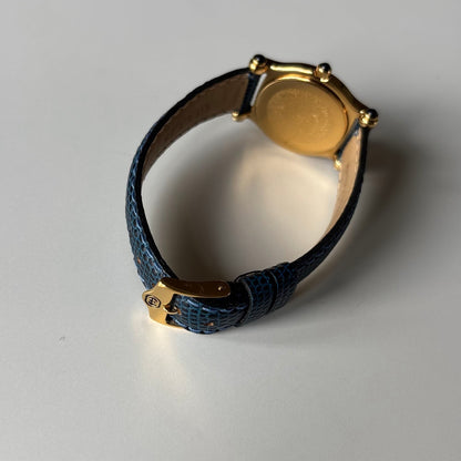 Gucci 1990s White Round Dial Gold-Plated Watch