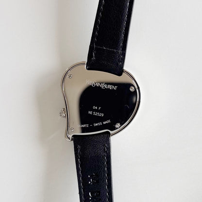 Yves Saint Laurent 1990s Heart Shaped Dial Silver Watch
