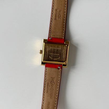 Yves Saint Laurent 1990s Square Dial Gold Plated Watch