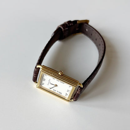 Dior 1990s CD Logo Tank Gold Plated Watch