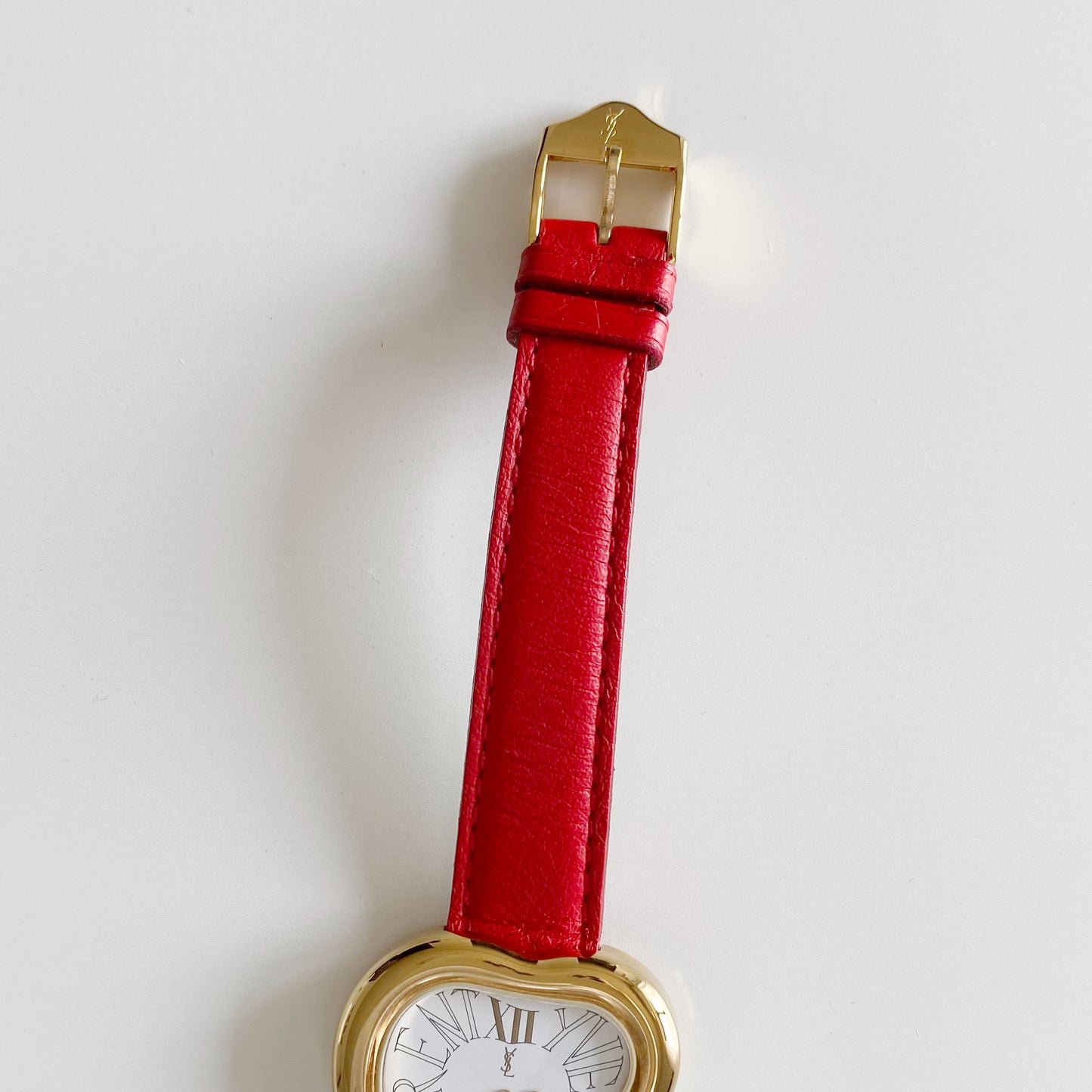 Yves Saint Laurent 1990s Heart Shaped Gold Plated Watch
