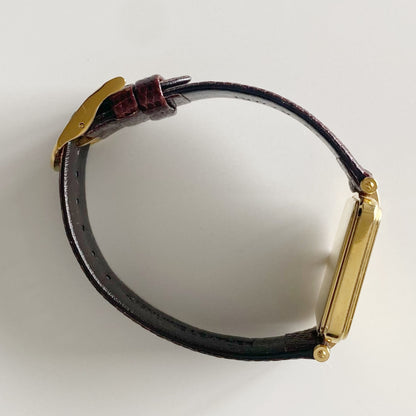 Dior 1990s Gold Dial Tank Gold Plated Watch (Large)