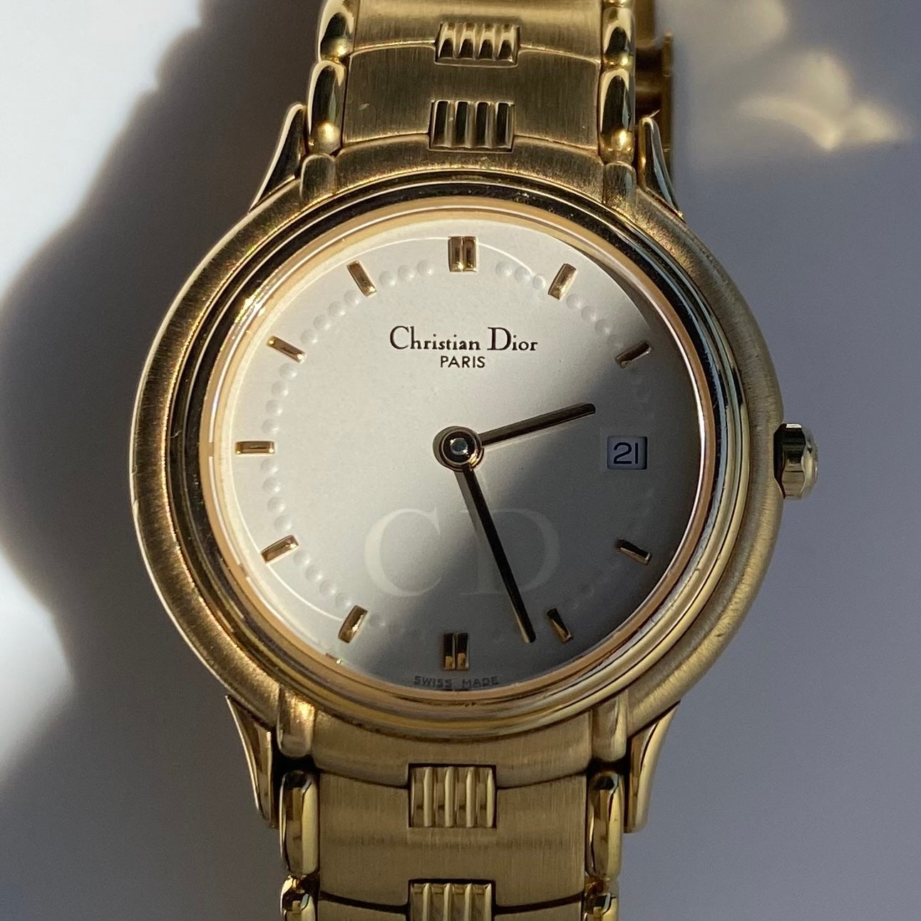 Dior 1990s Round Dial Gold Plated Watch
