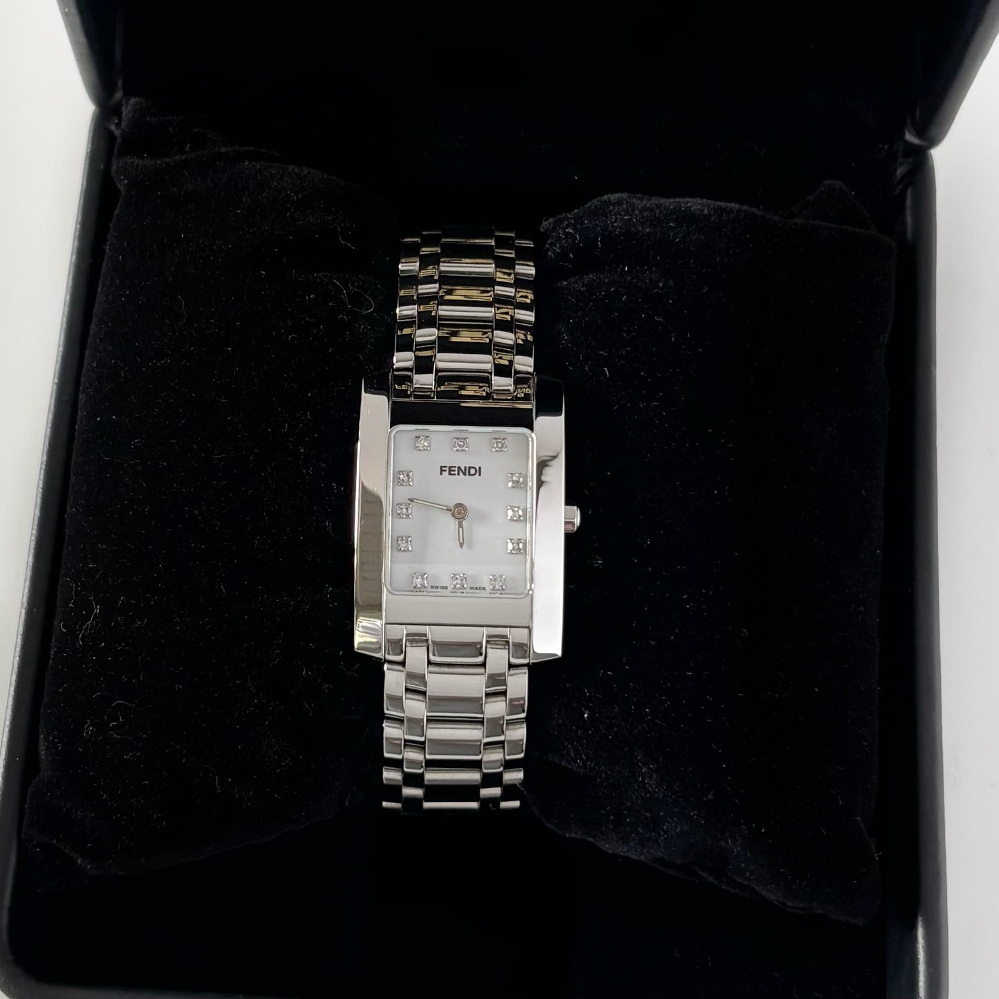 Fendi 1990s Seashell Dial Tank Stainless steel Watch